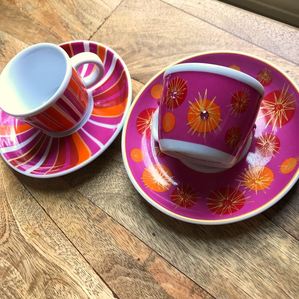 Julia Minasian Celebrate Life Espresso Cup & Saucer 4 piece Set - MCM Style